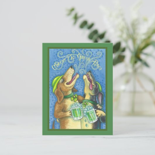 IRISH HOUND DOGS, ST. PATRICK'S DAG BEER BRIEFKAAR BRIEFKAART (Staand voorkant)