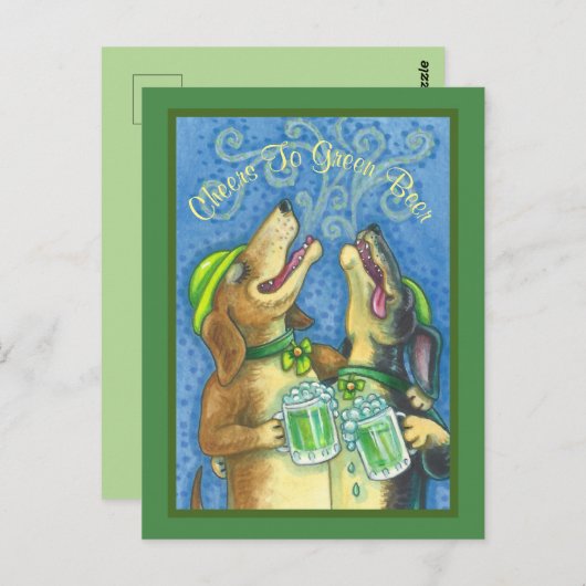 IRISH HOUND DOGS, ST. PATRICK'S DAG BEER BRIEFKAAR BRIEFKAART (Voorkant / Achterkant)