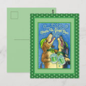 IRISH HOUND DOGS, ST. PATRICK'S DAG GROENE BEER BRIEFKAART (Voorkant / Achterkant)