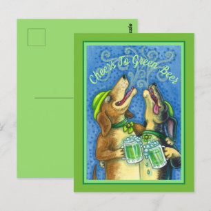 IRISH HOUND DOGS, ST. PATRICK'S DAG GROENE BEER BRIEFKAART