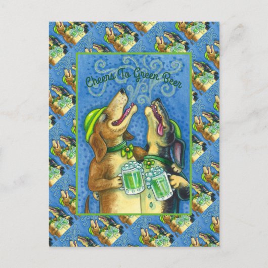 IRISH HOUND DOGS, ST. PATRICK'S DAG GROENE BEER BRIEFKAART (Voorkant)