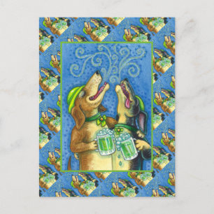 IRISH HOUND DOGS, ST. PATRICK'S DAG GROENE BEER BRIEFKAART