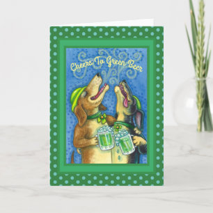 IRISH HOUND DOGS, ST. PATRICK'S DAG GROENE BEER FEESTDAGEN KAART