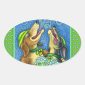 IRISH HOUND DOGS, ST. PATRICK'S DAG GROENE BEER OVALE STICKER (Voorkant)