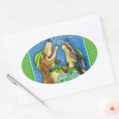 IRISH HOUND DOGS, ST. PATRICK'S DAG GROENE BEER OVALE STICKER (Envelop)