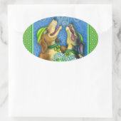 IRISH HOUND DOGS, ST. PATRICK'S DAG GROENE BEER OVALE STICKER (Tas)
