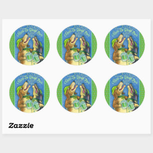 IRISH HOUND DOGS, ST. PATRICK'S DAG GROENE BEER RONDE STICKER