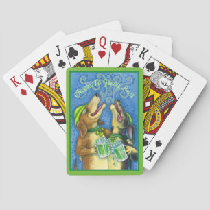 IRISH HOUND HONDEN, ST. PATRICK'S DAY GROENE BIJEN POKERKAARTEN