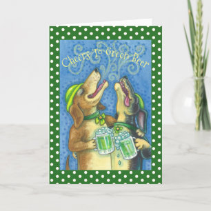 IRISH HOUNDS GREEN BEER, DOG WENSKAART Verse Kaart