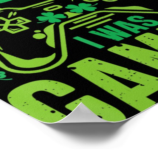 Irish I Gaming Fun St Patricks Day Video Game Poster (Hoek)