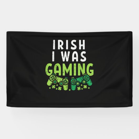 Irish I Gaming Funny St Patricks Day Gamer Boy Spandoek (Horizontaal)