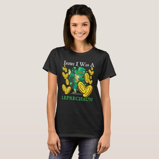 Irish I Was A Leprechaun St Patrick s Day Drinking T-shirt (Voorkant volledig)