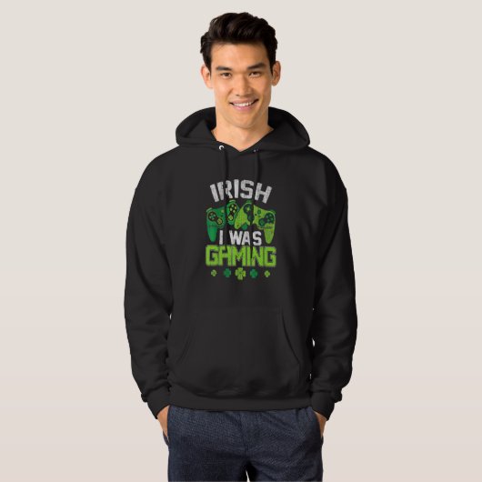 Irish I Was Gaming Funny St Patricks Day Gamer Boy Hoodie (Voorkant volledig)