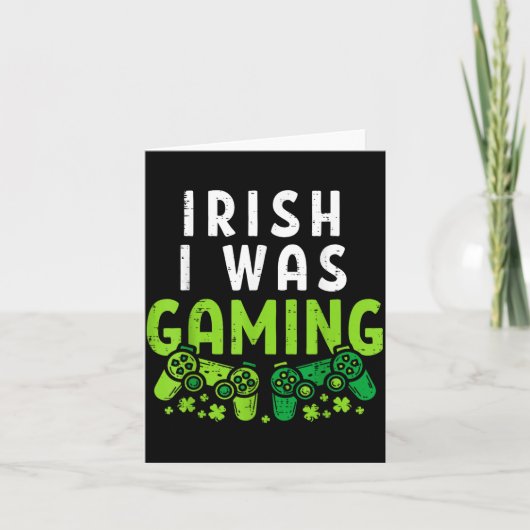 Irish I Was Gaming Funny St Patricks Day Gamer Boy Kaart (Voorkant)
