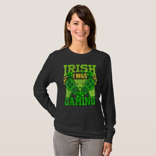 Irish I Was Gaming Funny St Patricks Day Gamer Boy T-shirt (Voorkant volledig)