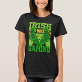 Irish I Was Gaming Funny St Patricks Day Gamer Boy T-shirt (Voorkant)