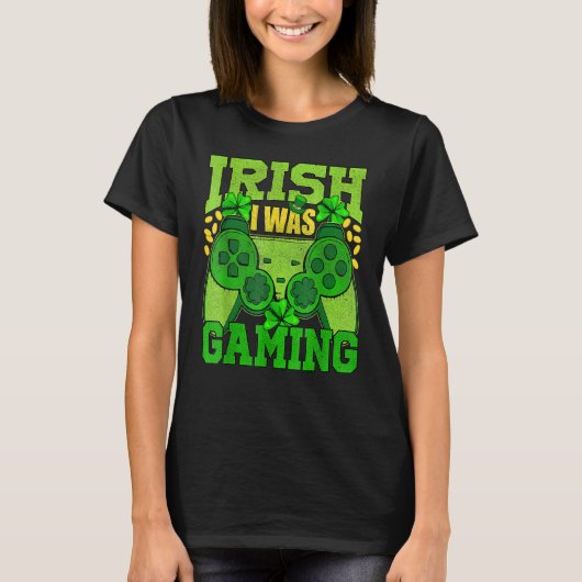 Irish I Was Gaming Funny St Patricks Day Gamer Boy T-shirt (Voorkant)