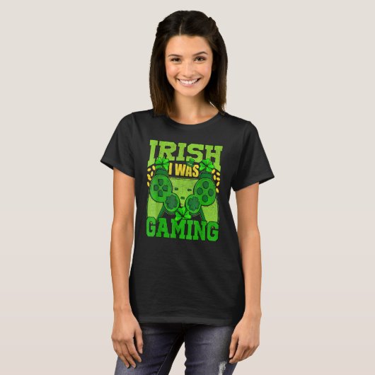 Irish I Was Gaming Funny St Patricks Day Gamer Boy T-shirt (Voorkant volledig)