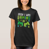 Irish I Was Gaming Funny St Patricks Day Gamer Boy T-shirt (Voorkant)
