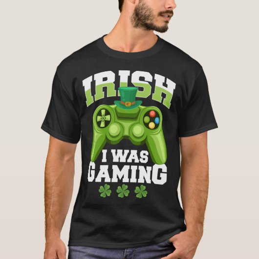 Irish I Was Gaming saint patricks day mens boys T-shirt (Voorkant)