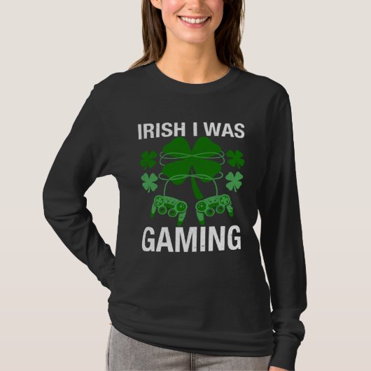 Irish I Was Gaming  St Patricks Day Gamer Boys Men T-shirt (Voorkant)