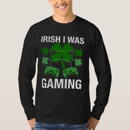 Irish I Was Gaming  St Patricks Day Gamer Boys Men T-shirt (Voorkant)