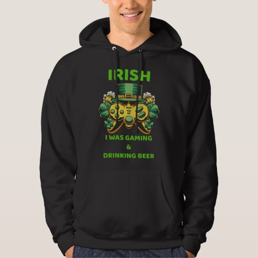 Irish I Was Gaming St Patricks Day Gamer Shamrock  Hoodie (Voorkant)