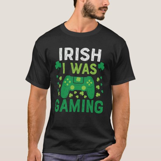 Irish I Was Gaming St Saint Patricks Day Gamer Boy T-shirt (Voorkant)