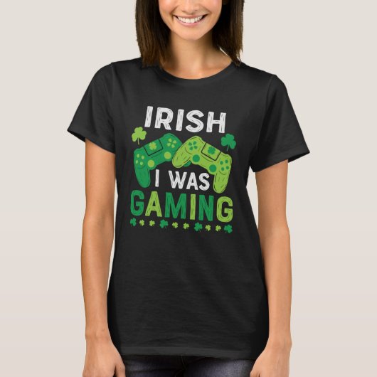 Irish I Was Gaming St Saint Patricks Day Gamer Boy T-shirt (Voorkant)