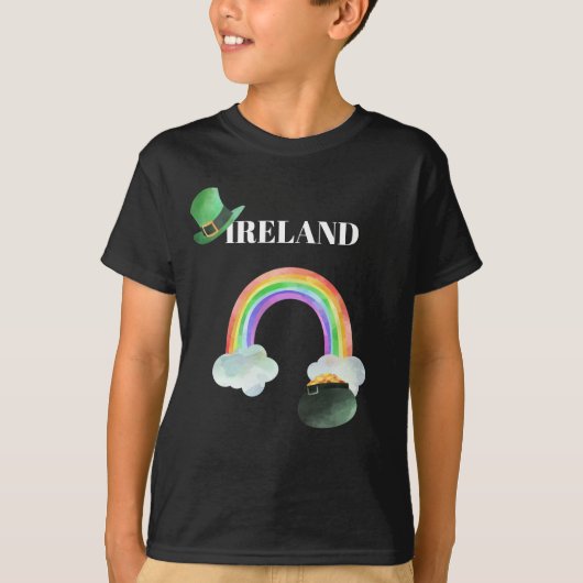 *~* IRISH IERLAND Rainbow Pot of Gold Boy T-Shirt (Voorkant)