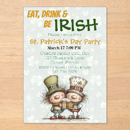 Irish‑Inspired St. Patrick’s Day Party Acryl Uitnodigingen