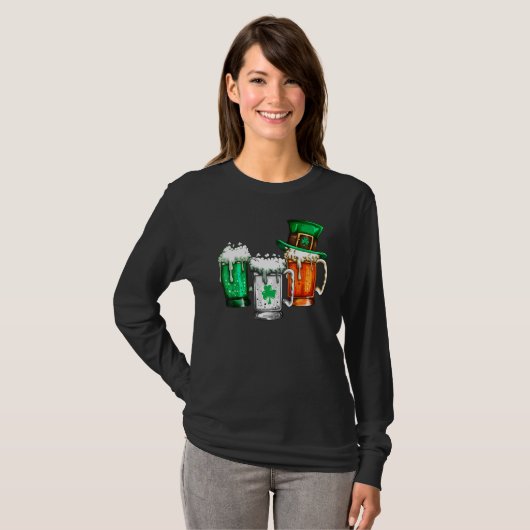 Irish Irish Holiday Irish Beer Shamrock Beer T-shirt (Voorkant volledig)