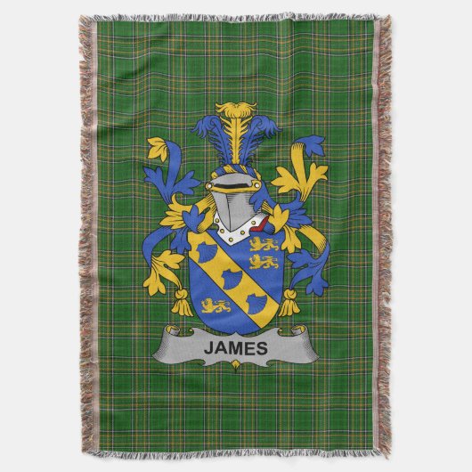 Irish James Coat of Arms Family Crest Ireland Deken (Voorkant Verticaal)