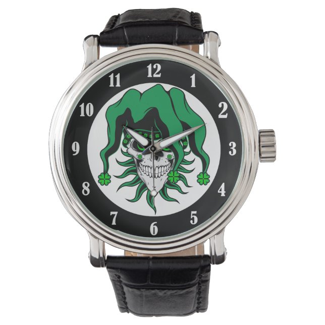 Irish Jester Skull Horloge (Voorkant)