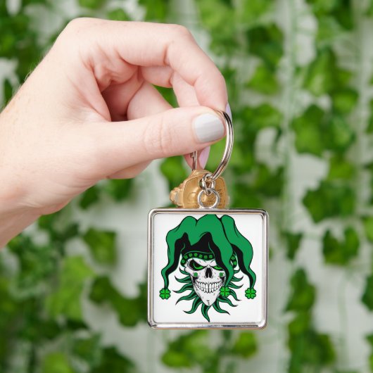 Irish Jester Skull Sleutelhanger (Hand)