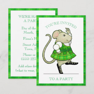 IRISH JIG MOUSE 3.5x5 Feestuitnodiging Bedankkaart