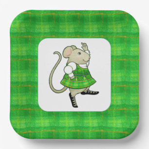 IRISH JIG MOUSE 9" Vierkante Papier Borden Papieren Bordje