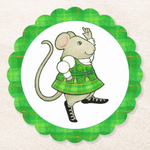 IRISH JIG MOUSE geschulpte ronde papieren Onderzet Kartonnen Onderzetters