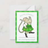 IRISH JIG MOUSE St. Patrick's 3.5x2.5 Platte Kaart Notitiekaartje (Voorkant)