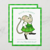 IRISH JIG MOUSE St. Patrick's 4.25x5.5 Platte Kaar Feestdagenkaart (Voorkant / Achterkant)
