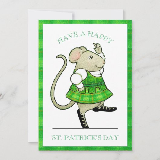 IRISH JIG MOUSE St. Patrick's Day 5x7 Flat Kaart (Voorkant)
