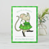 IRISH JIG MOUSE St. Patrick's Day 5x7 Flat Kaart (Staand voorkant)
