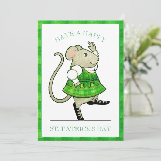 IRISH JIG MOUSE St. Patrick's Day 5x7 Flat Kaart (Staand voorkant)