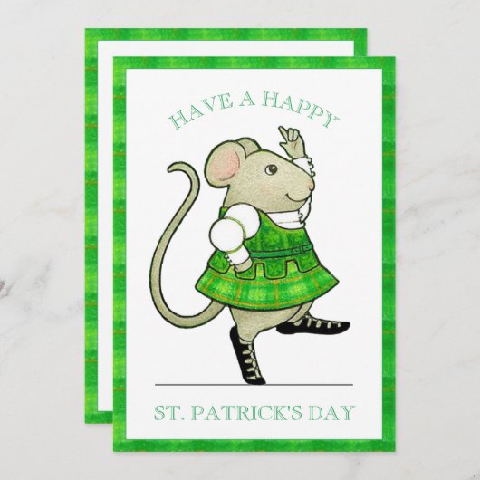 IRISH JIG MOUSE St. Patrick's Day 5x7 Flat Kaart (Voorkant / Achterkant)