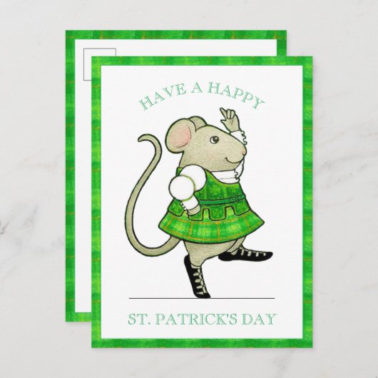 IRISH JIG MOUSE St. Patrick's Day Briefkaart (Voorkant / Achterkant)