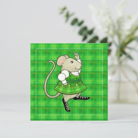 IRISH JIG MOUSE St. Patricks Day Square Flat Kaart (Staand voorkant)