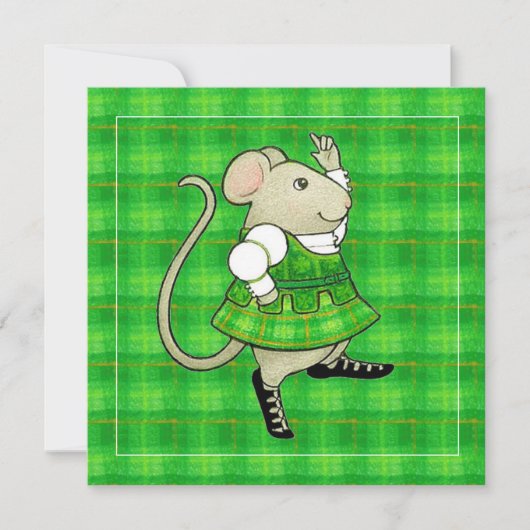 IRISH JIG MOUSE St. Patricks Day Square Flat Kaart (Voorkant)
