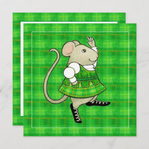 IRISH JIG MOUSE St. Patricks Day Square Flat Kaart