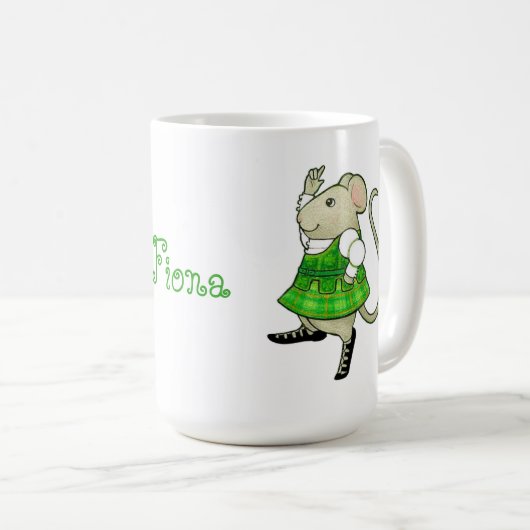 IRISH JIG MOUSE Tall White Mok + Tekst (Voorkant rechts)