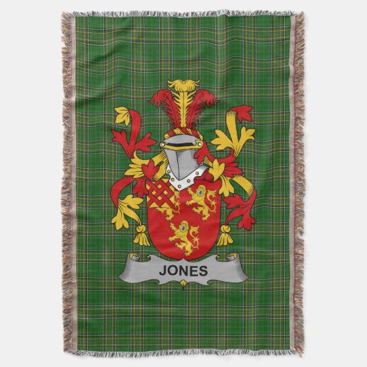 Irish Jones Coat of Arms Family Crest Ireland Deken (Voorkant Verticaal)